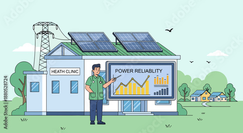 Man Presenting Power Reliability Graph.