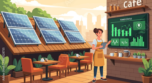 Man standing in front of cafe.