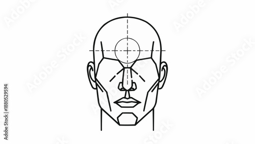 Head Anatomy Drawing with Guidelines for Proportions.