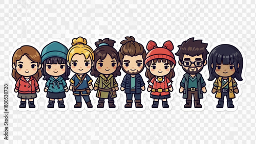 A group of happy cartoon kids and friends enjoy childhood friendship while playing soccer with a ball and toys in this fun vector illustration set of diverse people and school children