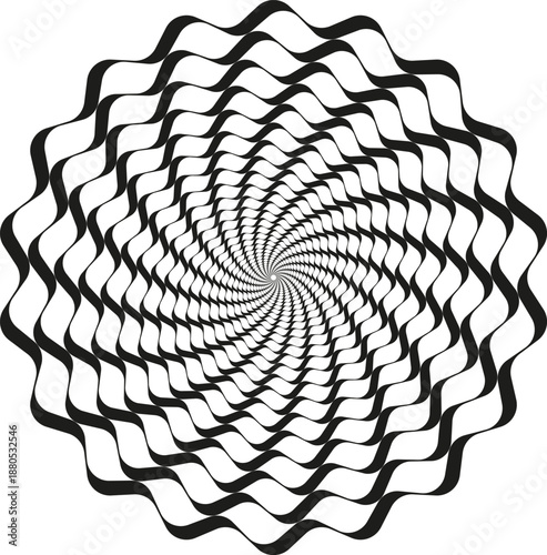 Swirling hypnotic lines creating optical illusion art