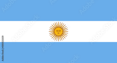 Argentina national flag displaying Sun of May symbol
