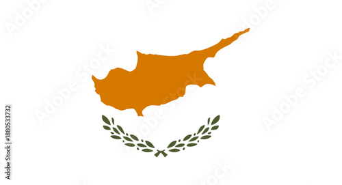 Cyprus national flag displaying country map and olive branches