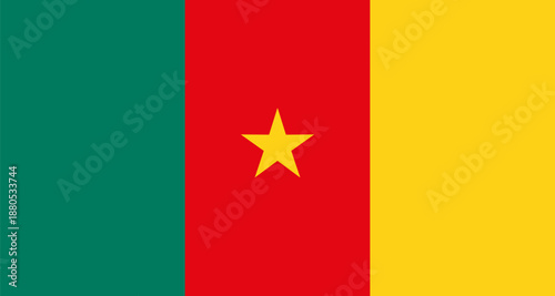 Cameroon national flag displaying green red yellow stripes