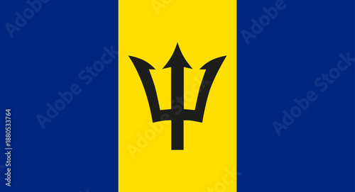 Barbados national flag featuring broken trident symbol