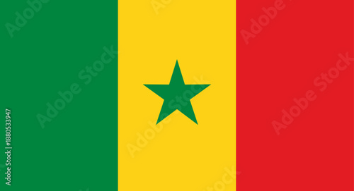 Senegal national flag displaying green, yellow, and red colors