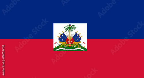 Fotografija National flag of Haiti showing coat of arms