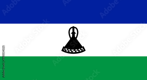 Lesotho national flag displaying mokorotlo symbol