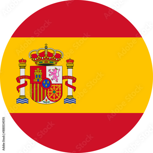 Spanish national flag representing national identity in a circle