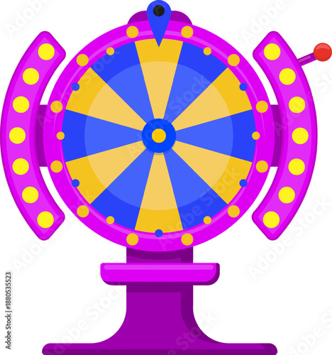 Colorful spinning wheel of fortune game delivering prize