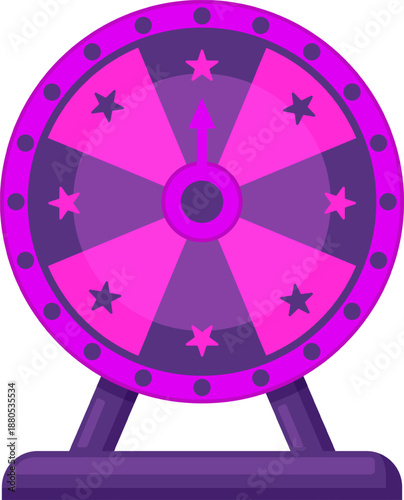 Purple spinning wheel of fortune for prizes and luck