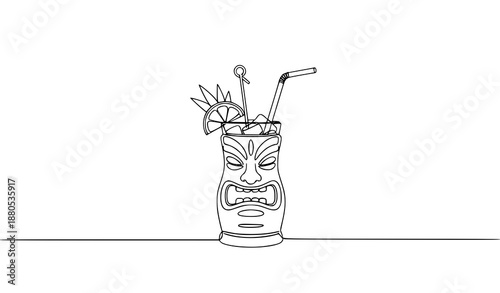 Minimal continuous line wine and liquor bottle vector illustration editable stroke