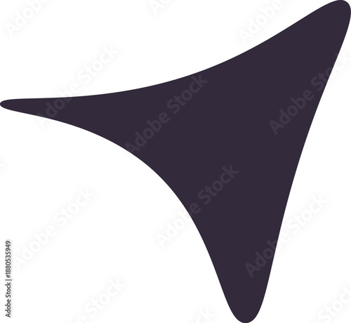 Dark abstract shape pointing creating modern design element