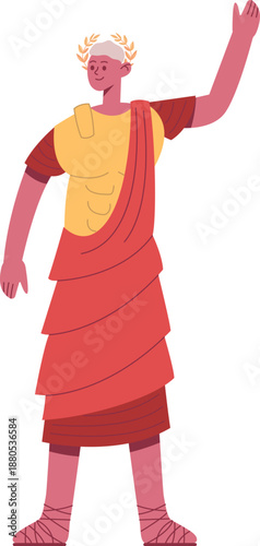 Roman emperor figure with laurel wreath greeting