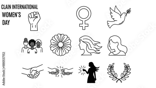 International Womens Day Icons Set.