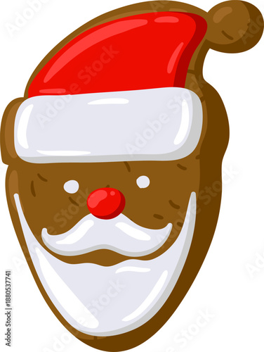 Gingerbread Santa Claus cookie celebrating Christmas holiday