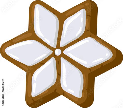 Christmas gingerbread cookie with white icing decoration