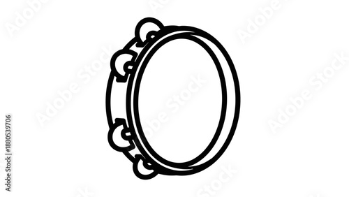 Black and white drawing of tambourine.