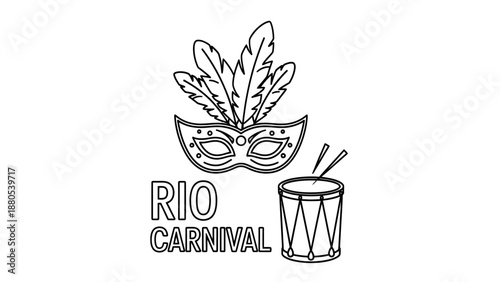 Rio Carnival Mask and Drum Design.