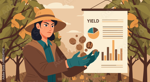 Woman Holding Coffee Beans Chart.