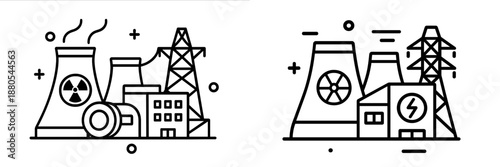 Power plant vector illustration depicting industrial energy production