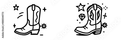 Unique vector illustration of cowboy boots with creative elements