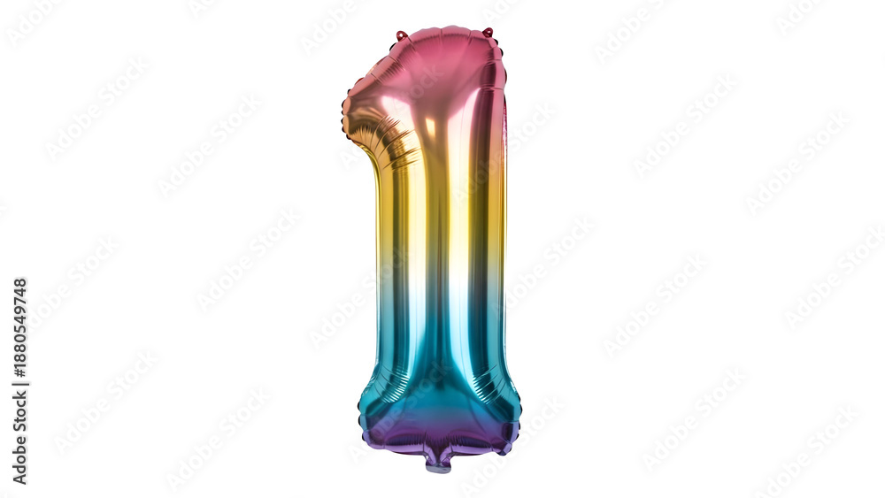 Naklejka premium Colorful Rainbow Number One Balloon on Black Background