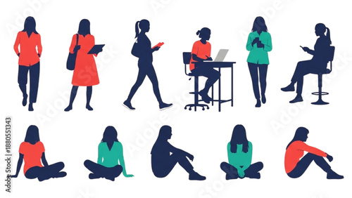 Diverse women working and relaxing in various environments and settings