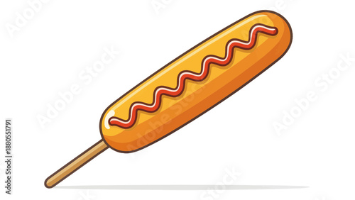 A Delicious Corn Dog with Ketchup Drizzle