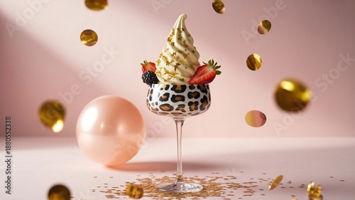 Delightful swirl of cream topped with fresh berries