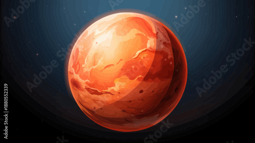 Illustration of Mars, the Red Planet in Space