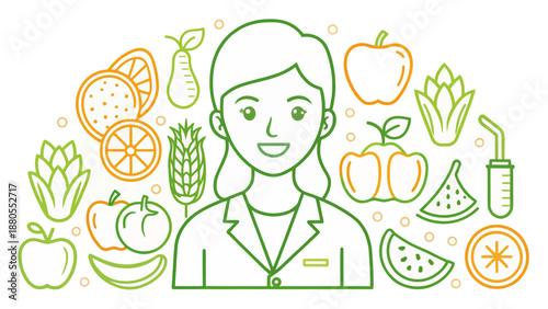 Nutritionist with Fruits and Vegetables