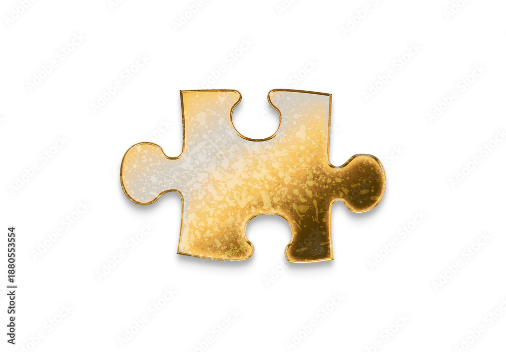 Fototapeta premium Old gold Puzzle logo effect with 3D glossy style Mockup.
