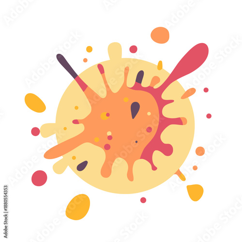 Abstract colorful bacteria or virus cell illustration with irregular shape and spiky extensions in flat minimalist style medical microbiology vector image design