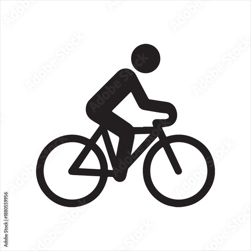 Silhouette cyclist riding bicycle simple style graphic Vector Illustration
