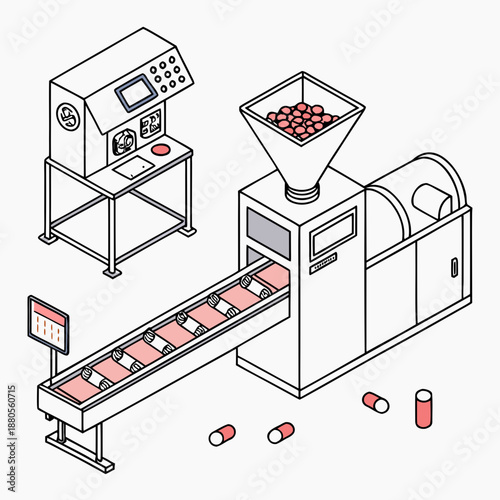 Automated, high-tech capsule filling machine for functional food products, ensuring precise dosage and sterile production.
