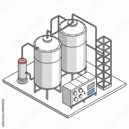 Advanced dairy processing technology using stainless steel equipment for hygienic and efficient production of milk and cheese.