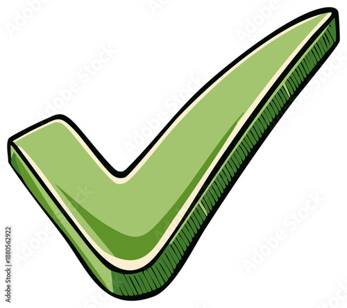 Single green check mark illustration for validation approval or a positive choice affirmation graphic