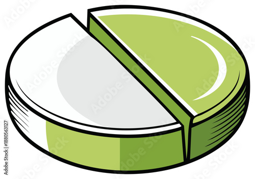 Split Pill Round White and Green - Tablet Medicine Pharmacy Cure Treatment Health