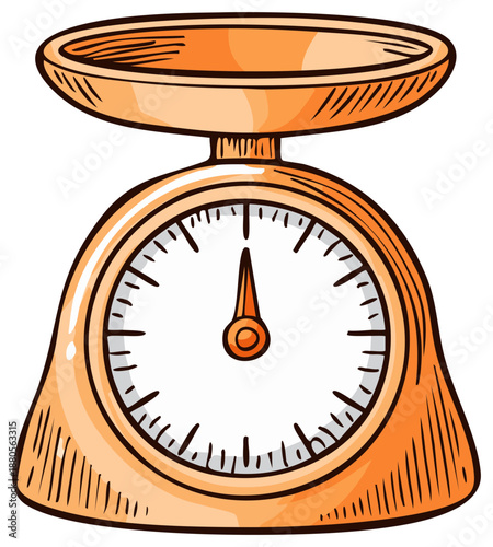 Illustrated Orange Retro Kitchen Scale