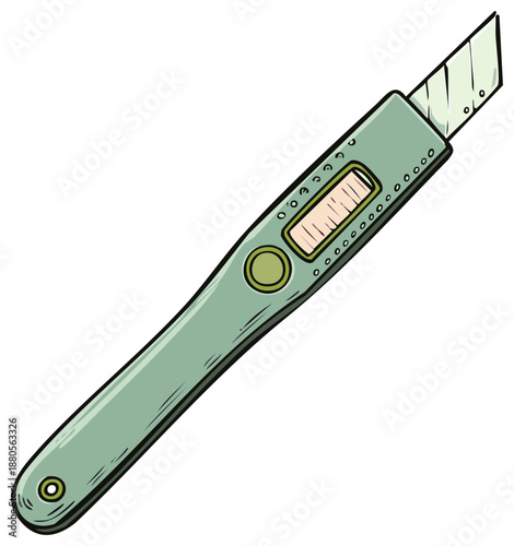 Cartoon style Illustration of a box cutter or utility knife tool