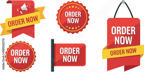 Order Now E-commerce Promotional Label Badge Set