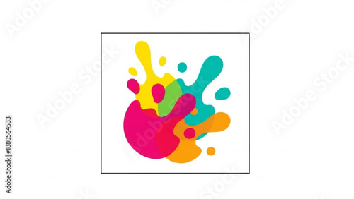 Vibrant colorful paint splashes in pink yellow green orange on white background creative artistic design element