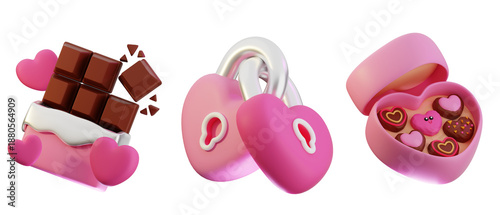 фотографія 3D Valentine Chocolate and Love Element  Icons