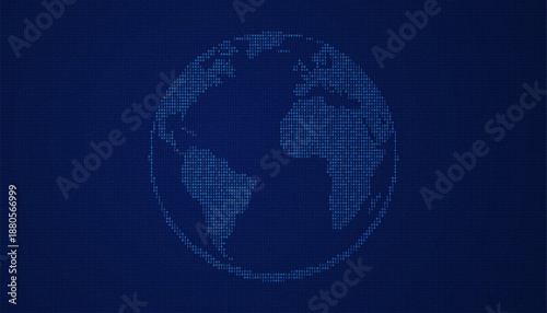 Earth globe created from glowing binary digits in tech style