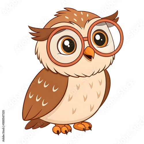 Intelligent owl wearing glasses