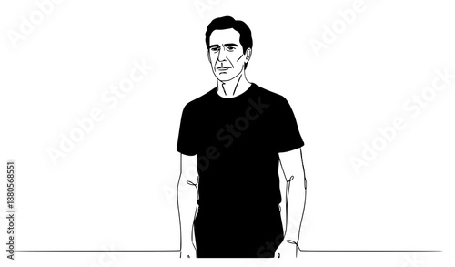 Minimal continuous line architect holding blueprint vector illustration