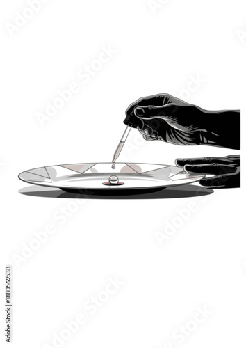 Molecular Gastronomy Chef Silhouette, Fine Dining and Food Science, Gourmet Culinary Art and Luxury Restaurant Concept Vector