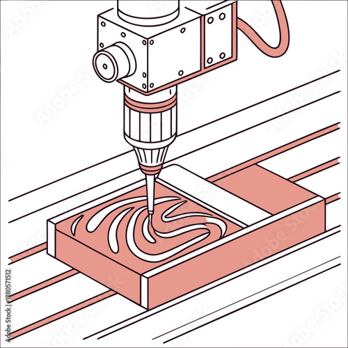 Industrial Robot Machining a Material Block