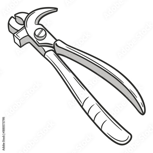 Vector Illustration of a Metal Pliers Tool